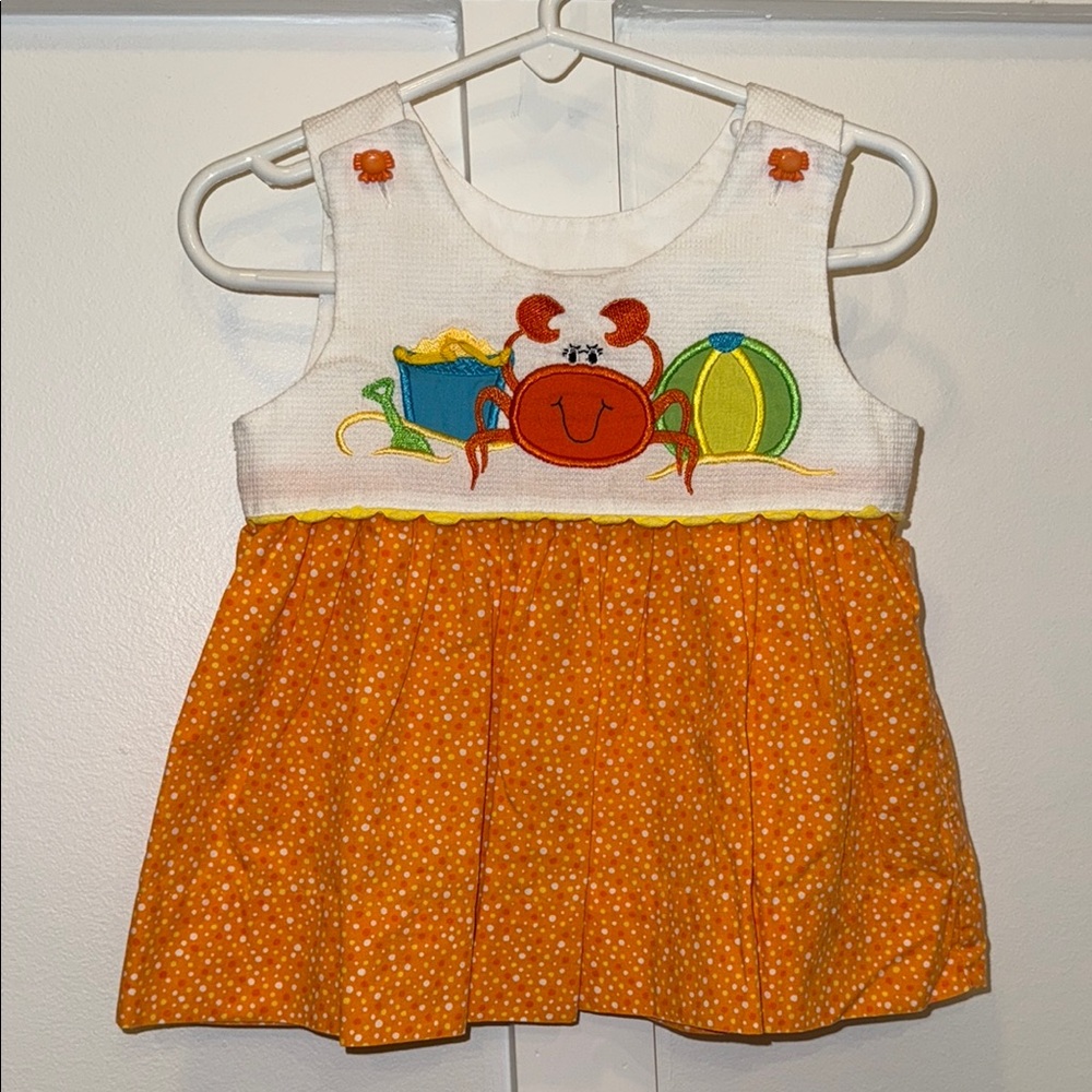 Austin and Ashley Crab Baby Dress size 12 months vintage  sand bucket beach ball